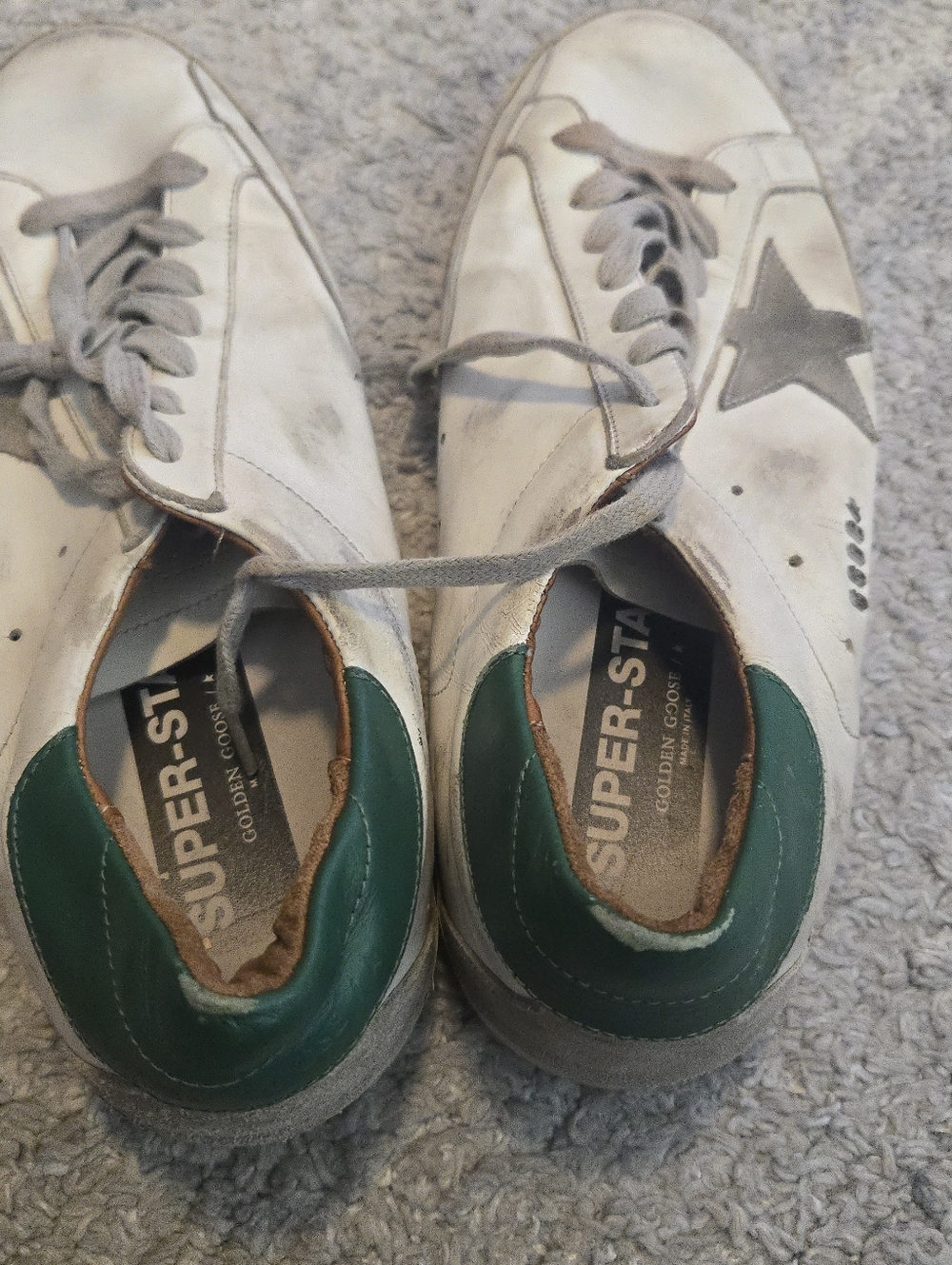 Golden Goose Super-Star Leather Low-Top Sneakers - White/Green 44, 10, 10.5 - Picture 5 of 16